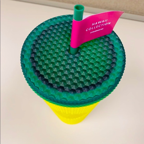 Starbucks Pineapple Studded Tumbler Yellow Cold Cup 24oz Hawaii Exclusive NWT - Picture 8 of 9